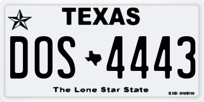 TX license plate DOS4443