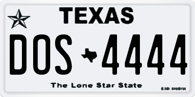 TX license plate DOS4444