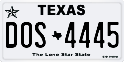 TX license plate DOS4445