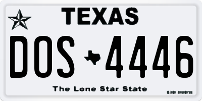 TX license plate DOS4446