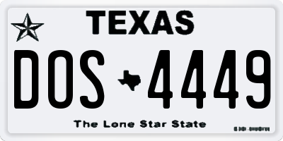 TX license plate DOS4449