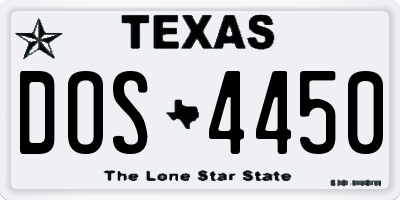 TX license plate DOS4450