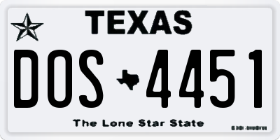 TX license plate DOS4451