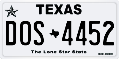 TX license plate DOS4452