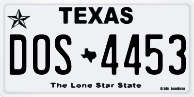 TX license plate DOS4453