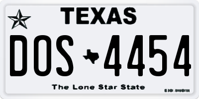TX license plate DOS4454