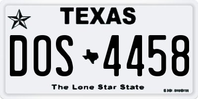 TX license plate DOS4458