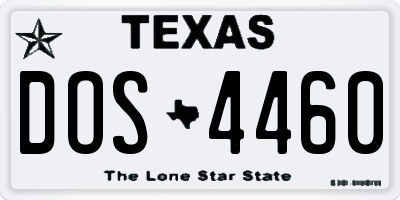 TX license plate DOS4460
