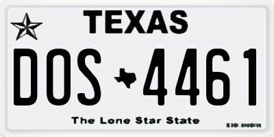 TX license plate DOS4461