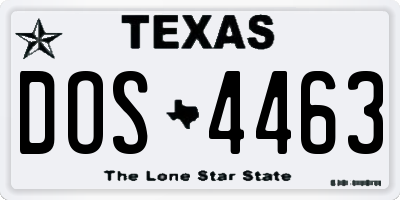 TX license plate DOS4463