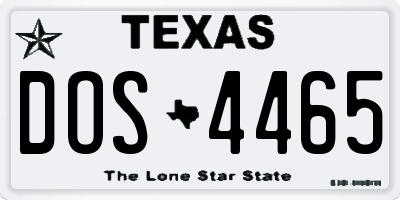 TX license plate DOS4465