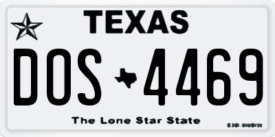 TX license plate DOS4469