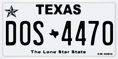 TX license plate DOS4470