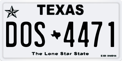 TX license plate DOS4471