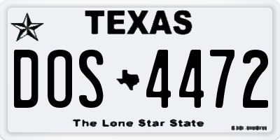 TX license plate DOS4472