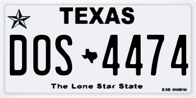 TX license plate DOS4474
