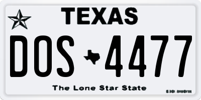 TX license plate DOS4477