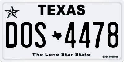 TX license plate DOS4478