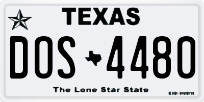 TX license plate DOS4480
