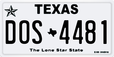 TX license plate DOS4481