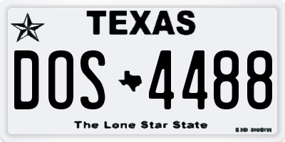 TX license plate DOS4488
