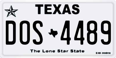 TX license plate DOS4489