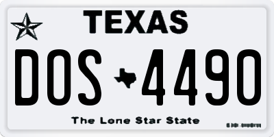 TX license plate DOS4490
