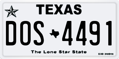 TX license plate DOS4491