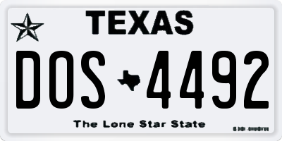 TX license plate DOS4492