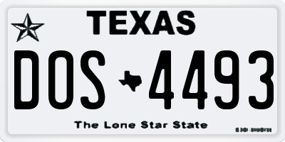 TX license plate DOS4493