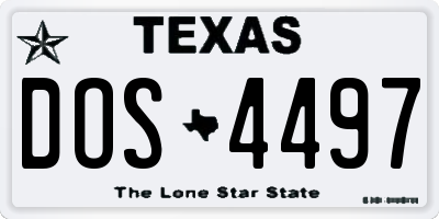 TX license plate DOS4497