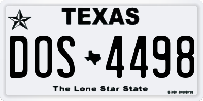 TX license plate DOS4498