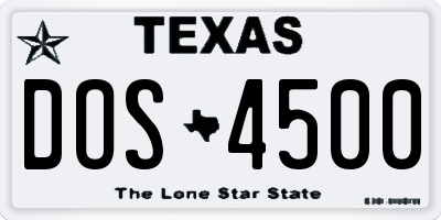 TX license plate DOS4500
