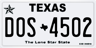 TX license plate DOS4502