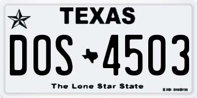 TX license plate DOS4503