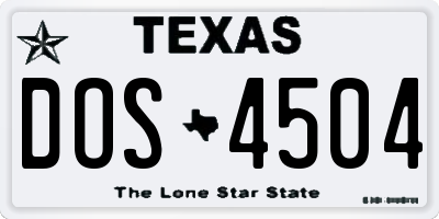 TX license plate DOS4504