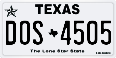 TX license plate DOS4505