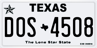 TX license plate DOS4508