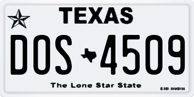 TX license plate DOS4509
