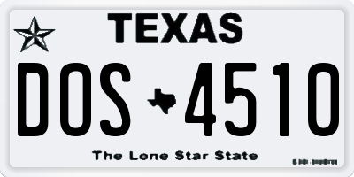 TX license plate DOS4510