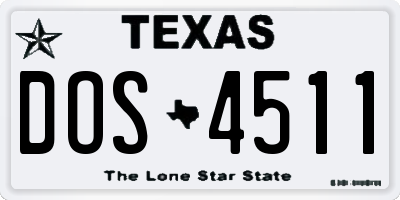 TX license plate DOS4511