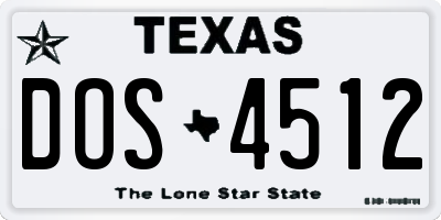 TX license plate DOS4512