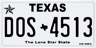 TX license plate DOS4513