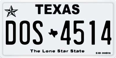 TX license plate DOS4514