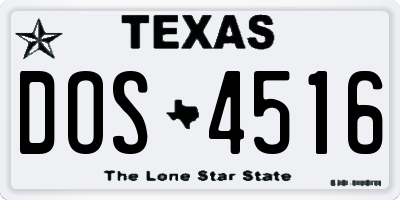 TX license plate DOS4516