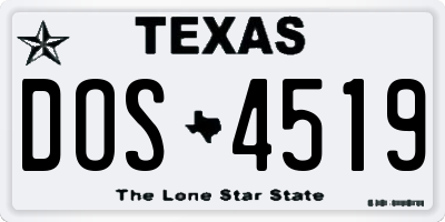 TX license plate DOS4519