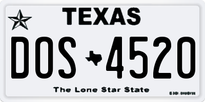 TX license plate DOS4520