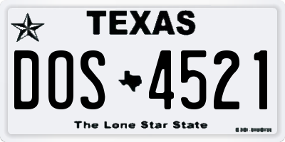 TX license plate DOS4521