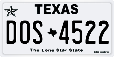 TX license plate DOS4522