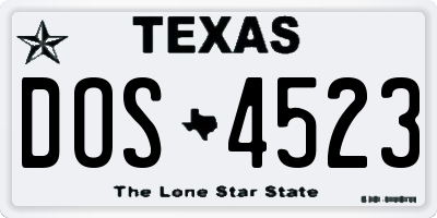TX license plate DOS4523
